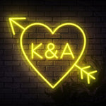 Initials in Heart with Arrow Neon Sign