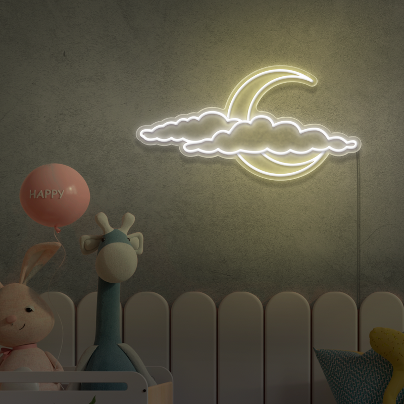 Moon & Clouds Neon Sign